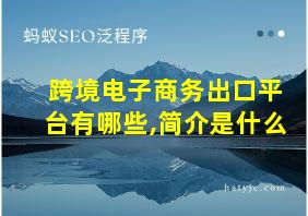 跨境电子商务出口平台有哪些,简介是什么