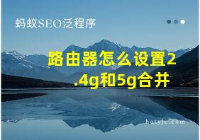 路由器怎么设置2.4g和5g合并