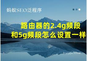 路由器的2.4g频段和5g频段怎么设置一样