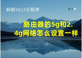 路由器的5g和2.4g网络怎么设置一样