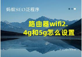 路由器wifi2.4g和5g怎么设置