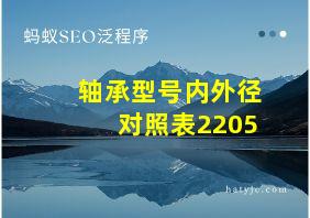 轴承型号内外径对照表2205