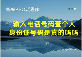 输入电话号码查个人身份证号码是真的吗吗