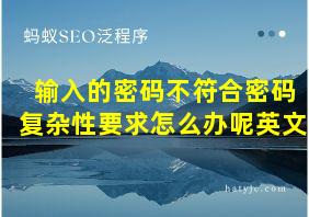 输入的密码不符合密码复杂性要求怎么办呢英文