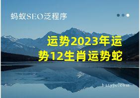 运势2023年运势12生肖运势蛇