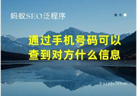 通过手机号码可以查到对方什么信息