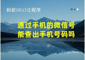 通过手机的微信号能查出手机号码吗