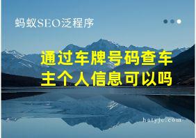 通过车牌号码查车主个人信息可以吗