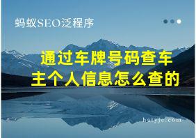 通过车牌号码查车主个人信息怎么查的