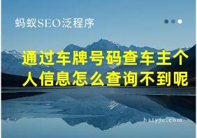 通过车牌号码查车主个人信息怎么查询不到呢