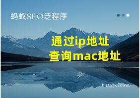 通过ip地址查询mac地址