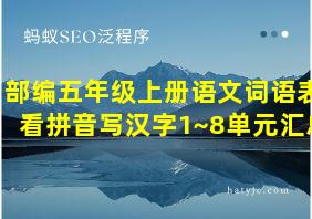 部编五年级上册语文词语表看拼音写汉字1~8单元汇总