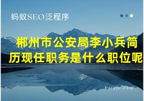 郴州市公安局李小兵简历现任职务是什么职位呢