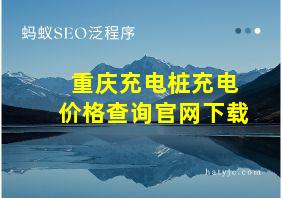 重庆充电桩充电价格查询官网下载