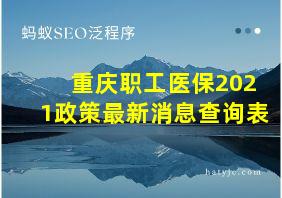 重庆职工医保2021政策最新消息查询表