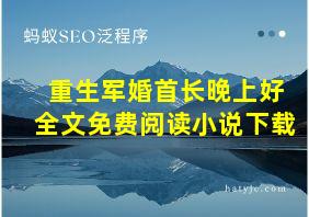 重生军婚首长晚上好全文免费阅读小说下载