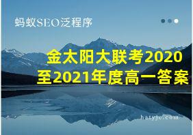 金太阳大联考2020至2021年度高一答案