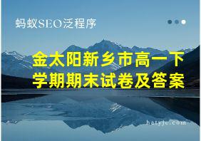 金太阳新乡市高一下学期期末试卷及答案