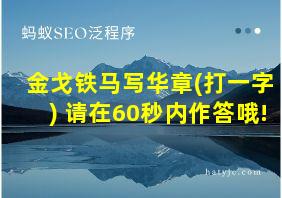 金戈铁马写华章(打一字) 请在60秒内作答哦!