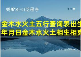 金木水火土五行查询表出生年月日金木水火土相生相克