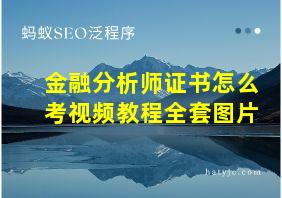 金融分析师证书怎么考视频教程全套图片