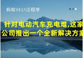 针对电动汽车充电难,这家公司推出一个全新解决方案