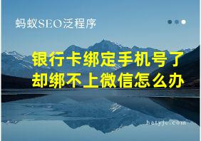 银行卡绑定手机号了却绑不上微信怎么办