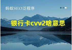 银行卡cvv2啥意思