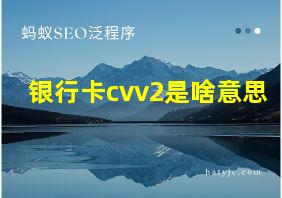 银行卡cvv2是啥意思