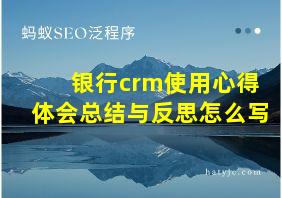 银行crm使用心得体会总结与反思怎么写