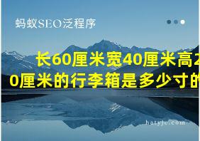 长60厘米宽40厘米高20厘米的行李箱是多少寸的