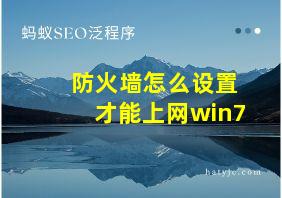 防火墙怎么设置才能上网win7