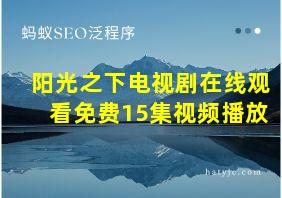 阳光之下电视剧在线观看免费15集视频播放