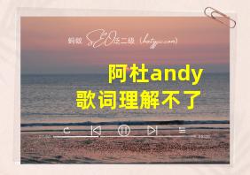 阿杜andy歌词理解不了