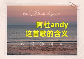 阿杜andy这首歌的含义