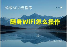 随身WiFi怎么操作