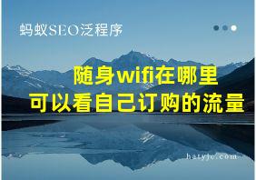 随身wifi在哪里可以看自己订购的流量