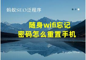 随身wifi忘记密码怎么重置手机