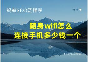 随身wifi怎么连接手机多少钱一个