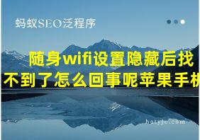 随身wifi设置隐藏后找不到了怎么回事呢苹果手机