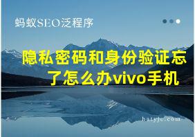 隐私密码和身份验证忘了怎么办vivo手机