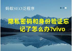 隐私密码和身份验证忘记了怎么办?vivo