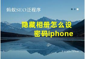 隐藏相册怎么设密码iphone