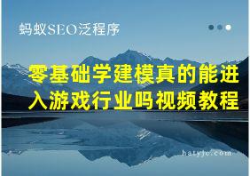 零基础学建模真的能进入游戏行业吗视频教程