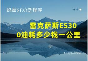 雷克萨斯ES300油耗多少钱一公里