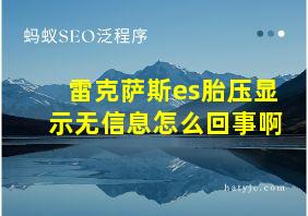 雷克萨斯es胎压显示无信息怎么回事啊