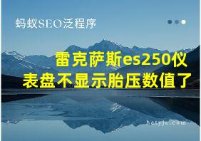 雷克萨斯es250仪表盘不显示胎压数值了