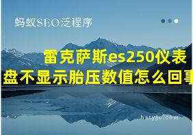 雷克萨斯es250仪表盘不显示胎压数值怎么回事