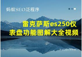 雷克萨斯es250仪表盘功能图解大全视频