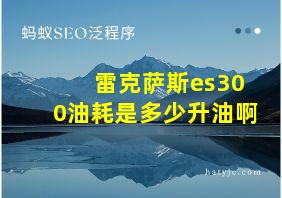 雷克萨斯es300油耗是多少升油啊